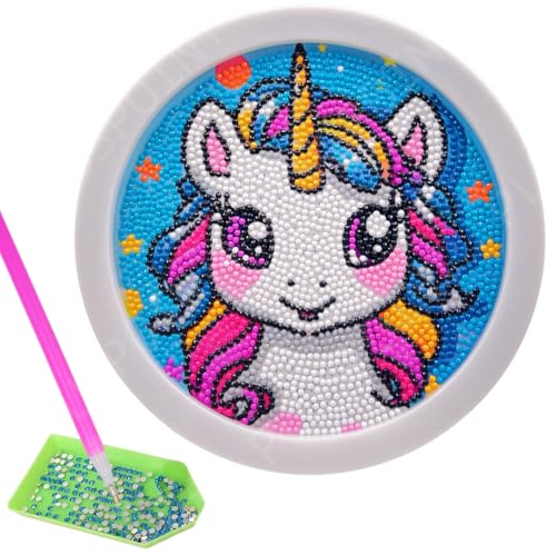 Image of PLUSPOINT 5D Diamond Gem Kits for Kids with Frame Diamond Arts and Crafts for Kids Ages 6 8 10 12 Gem Art Painting Kit Unicorn Crafts Unicorn Diamond Painting Kits for Girls