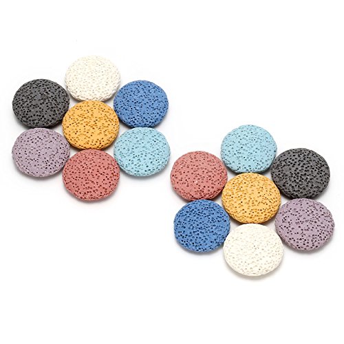 Top Plaza Lava Rock Gemstone Aromatherapy Essential Oil Diffuser Set - Oval Shape Ceramic Incense Burner/Ware/Holder/Bowl With 14Pcs Round Lava Stone Beads