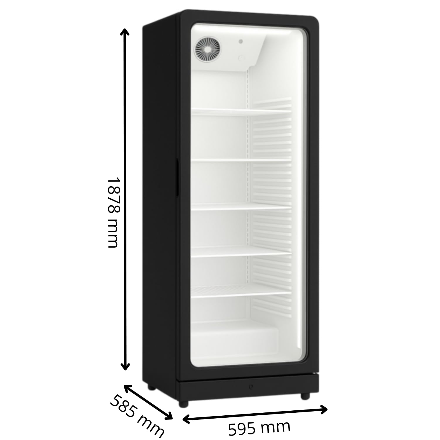 Armario para bebidas genérico - 390 L - 1 puerta de cristal doble - refrigeración positiva ventilada - iluminación LED - negro y blanco Lujo - Dimensiones LPH: 595 x 585 x 1878 mm