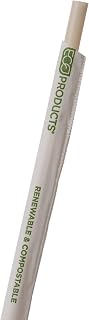 Eco-Products Compostable Plastic Straws, 10.25" Long, 7mm Diameter, Case of 1250, Natural White Wrapped Disposable Plant Based PHA Plastic, Standard Sized Drinking Straw, ASTM Compliant, BPI-Certified