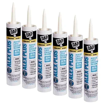Dap Inc 18152 6 Pack 10.1 oz. Alex Plus Acrylic Latex Caulk Plus Silicone, White