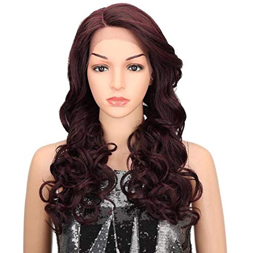 Perruque synthétique haut de gamme 24 inches noire à dentelle frontale