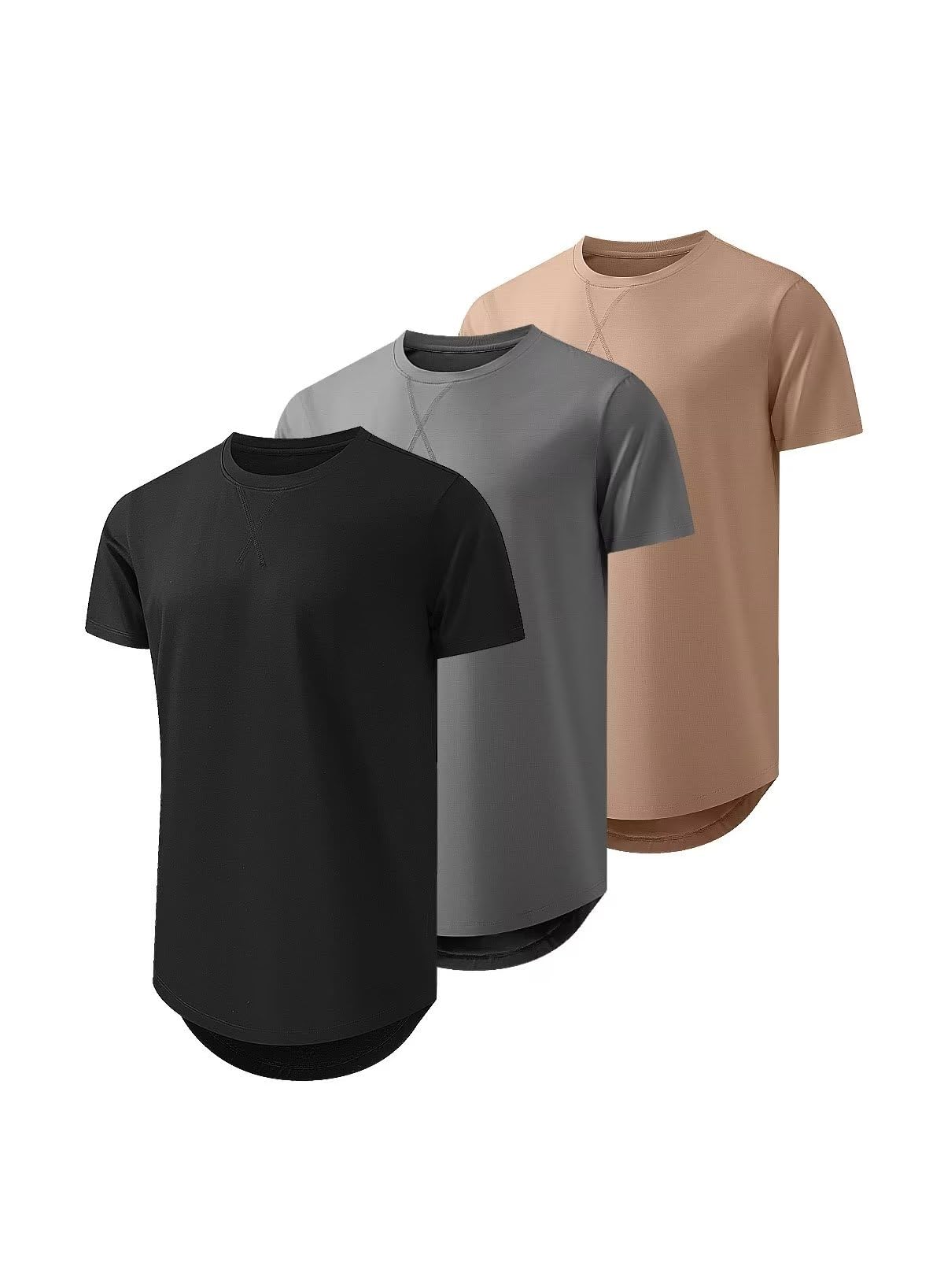 JMIERR 3 Pack T Shirt Herren Sommer Basic Einfarbig T-Shirt Baumwolle Slim Fit Hemd Kurzarm Sportwear