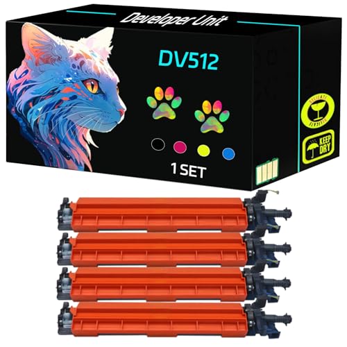 High Yield DV512 Developer Unit Compatible for Konica Minolta bizhub C284e C364 C364e C454 C454e C554 C554e Printers, Print Clearly (4-Pack BK/C/M/Y)
