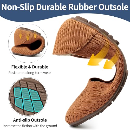 Image of Reimferce Women Comfortable Casual Flats: Lightweight & Anti-Slip for Outdoor Walking - Soft Insole & Breathable Knit for Confidence - Women 25-45