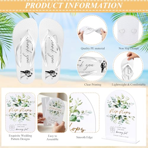 Image of 24 Pairs Bulk Flip Flops for Wedding Guests | Reception Sandals, Wedding Party Favors with Sign, Size Cards, Bagged, Dance Floor Slippers