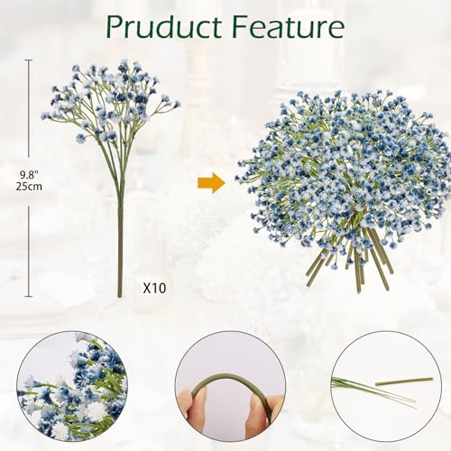 Briful 10 Packs (30pcs) Gypsophila Artificial Flowers Baby's Breath Fake Flowers - Image 2