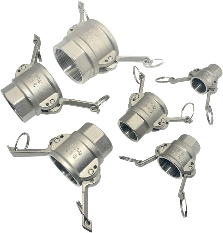 Camlock Quick Connect Coupling, D Trash Pump Adapter Female Camlock, 316 Stainless Steel, 2-Pack (3 inch)