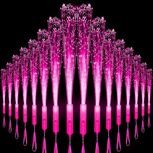 Baguettes lumineuses rose en fibre optique x27 avec 3 modes pour mariage
