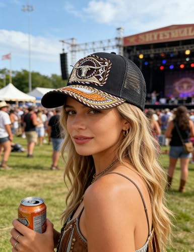 Image of TOPACC Western Trucker Hat for Men Women Cowboy Country Hat Snapback Cap