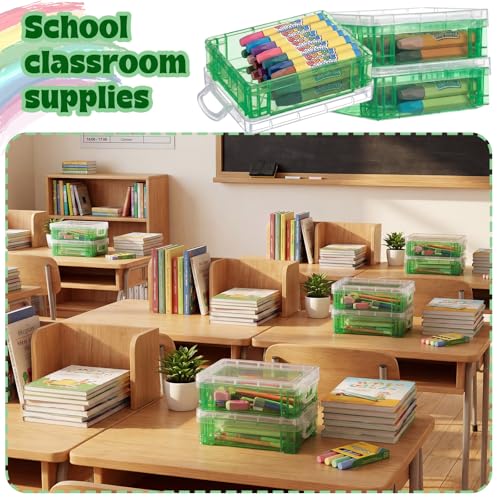 Image of Suzile 40 Pcs Plastic Crayon Boxes Holds 24 Crayon with Snap Lid Storage Container Clear Stackable Case for School Office Classroom Supplies Pen Pencil Craft(Turquoise)