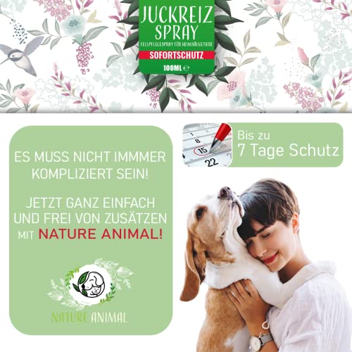 NEU: Nature Animal® Anti JUCKREIZ Spray Soforthilfe für Hunde + Katzen bei Hautreizungen, Pflege für Haut und Fell bei Läuse, Flöhe & Milben – Hautpflegespray