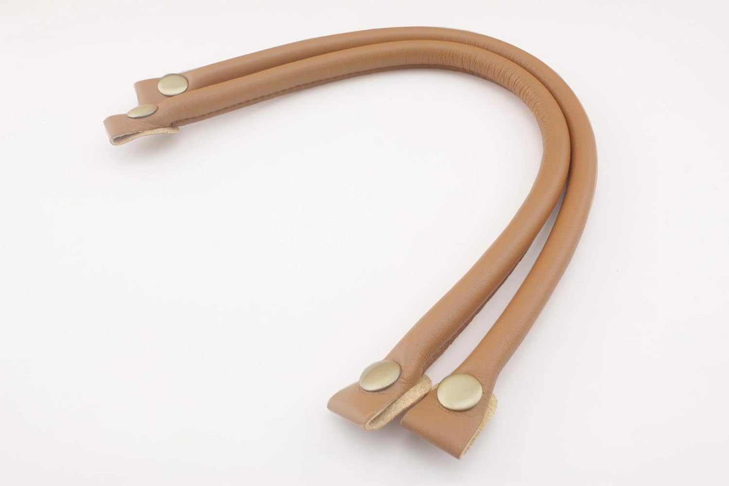 3dancraftit Pair of Microfiber PU Leather Handbag Purse Strap Handles with snap Fastener for Purse Bag Making Replacement 13 3/4"/ 35cm Light Brown CK62G