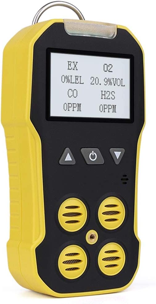 BOSEAN Composite Gas Meter Portable 4-in-1 Gas Detector Sensor Gas Leak Detection Flammable Gas CH4 Hydrogen Sulfide H2S Oxygen O2 Carbon Monoxide CO Gas/Methane CH4/Ethane C2H6/Propane Detection LCD