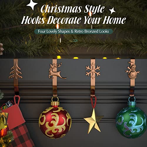 Roylvan Christmas Stocking Holder for Mantle, Metal Xmas Stocking Hangers Christmas Ornament Hooks with Non Slip Pad for Christmas Party Holiday Decoration(Set of 4), Bronze - Thumbnail 3