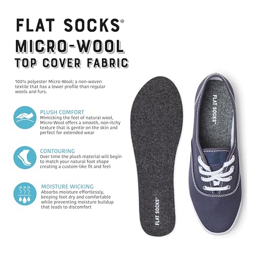 FLAT SOCKS 3 Pack Washable No Show Sockless Shoe Liners, Barefoot Show Inserts for Women and Men, Non Slip, Odor Control, Black, Dark Heather Grey, Floral Embroidery (Small)4