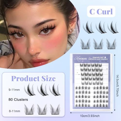 Image of MAYCREATE 80pcs Self Adhesive Eye Lashes for Women Cat & Fairy Cluster Lashes 2 Styles 8-11mm False Fake Eyelashes Anime Eyelash Pre Glued Lash Clusters with Tweezer for Daily Wear or Parties