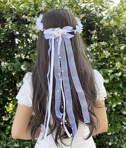 Girls First Communion Holy Veil White Flower Headband Christening Headpiece4