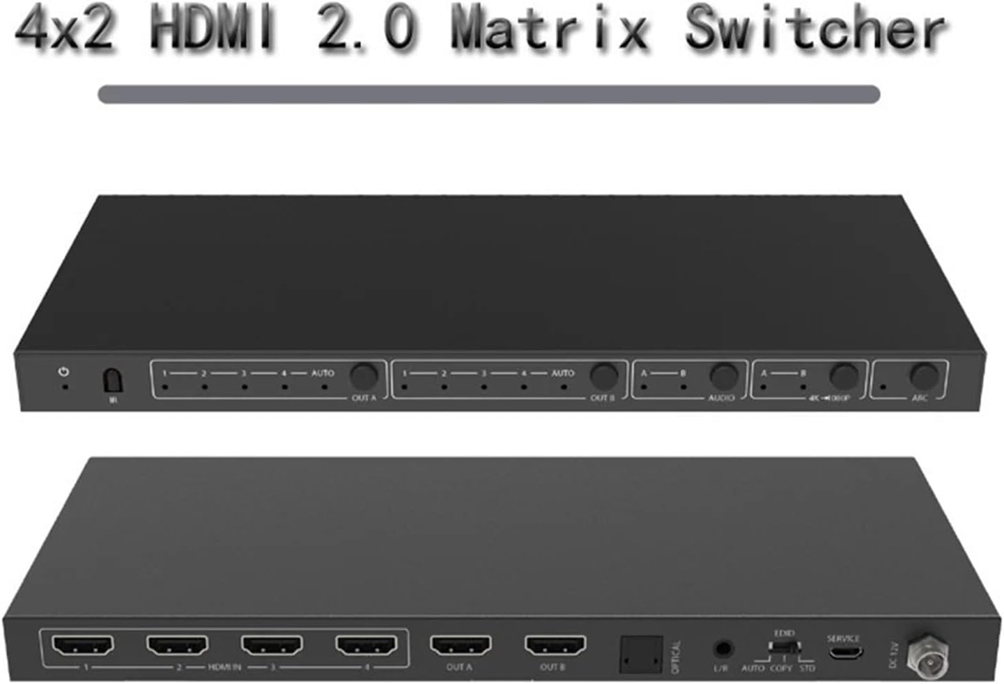 HDMI-Compatible Matrix switcher with Audio Extractor/Scale/ARC/EDID 18Gbps Matrix Video Switch HDMI-Compatible Switch 1080P 4X2