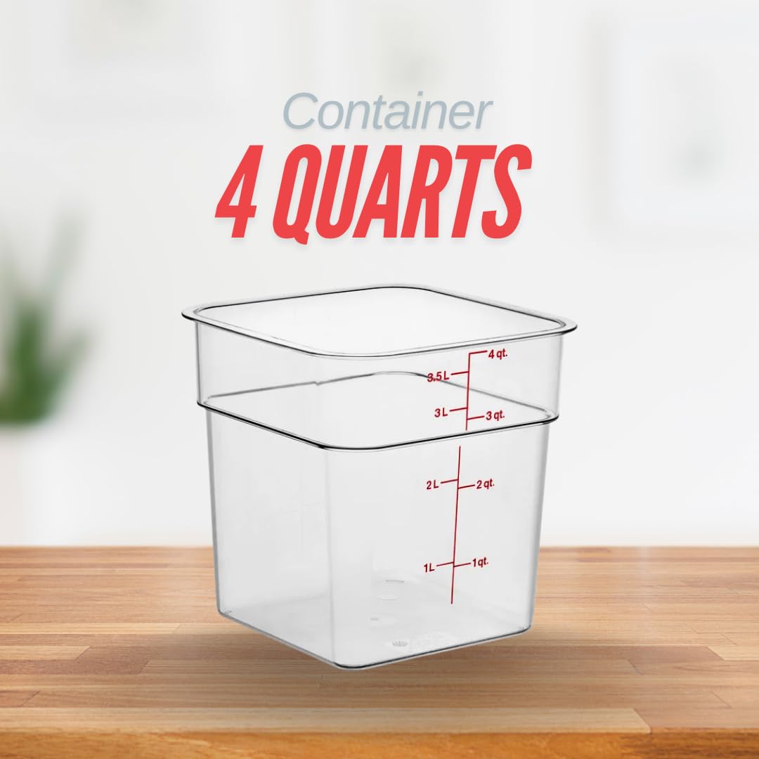 ATREVO Contenedores de almacenamiento de alimentos con tapas. Cubos cuadrados y transparentes de policarbonato de grado alimenticio para cocina, restaurante y panadería. (paquete de 3) 2 cuartos de
