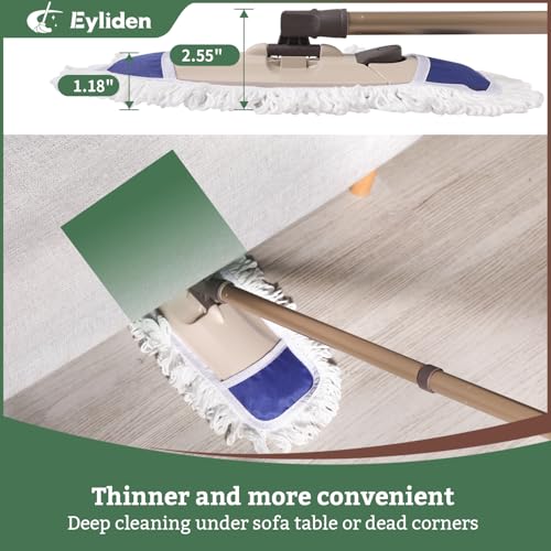 image for Eyliden Dust Mop with Reusable Washable Pads - One Touch Replacement, 