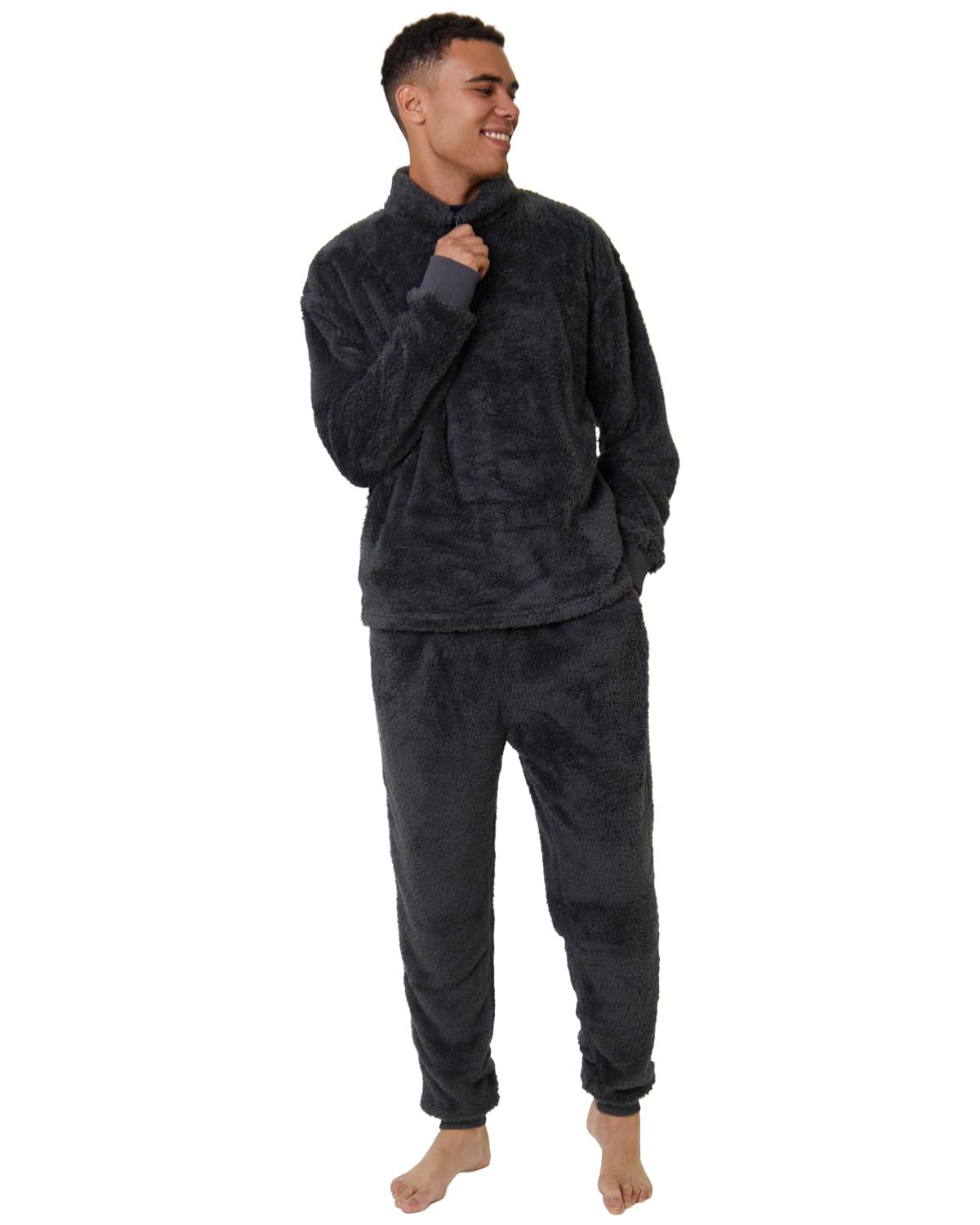 Slumber Hut Mens Sherpa Fleece 1/4 Zip Jumper 985001 Grey Small