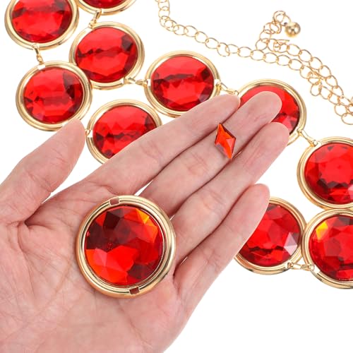 Larrel Red Rhinestones Waist Belt, Adjustable Western Red Chain Metal Cowboy Belt Cowgirl Belts for Women Jeans Dress Skirt Halloween Cosplay Props Accessories Country Concert Outfit3