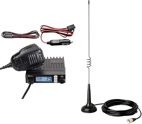 Cobra 19 mini radio CB recreativa AMFM - Modo dual AMFM, 40 canales, artículos esenciales de viaje y antena CB de montaje magnético HG A1000 de 18.5