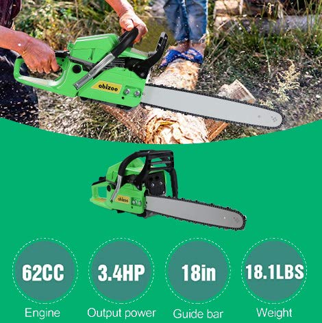 Abizoe Benzin-Kettensäge,Qualitätsschwert und –kette,Motorkettensäge zum Sägen von Holz in Garten und Forst, 52 cm… – Bild 5