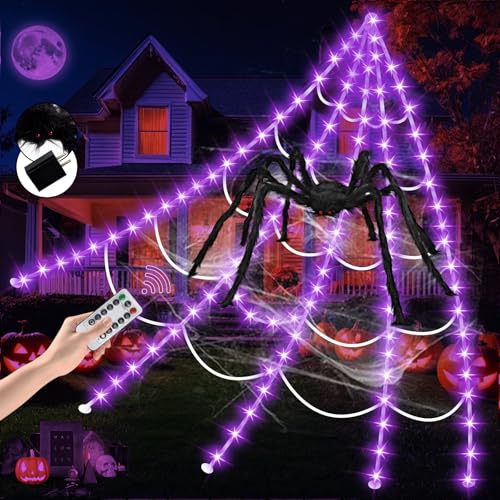 Halloween Decorations Outdoor, Spider Web Lights 250 LED Lighted Spider