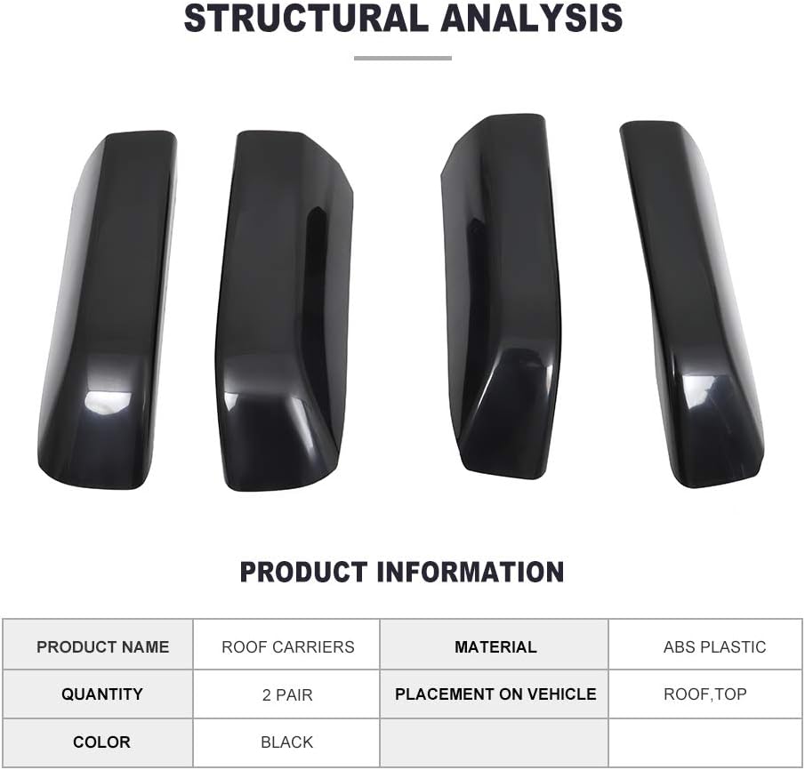 FINDAUTO 4pcs Crossbars Rail Covers Fit for Toyota for 4RUNNER 2010-2021 OE Style Top Rail Roof Rack ABS Rack Rail Covers