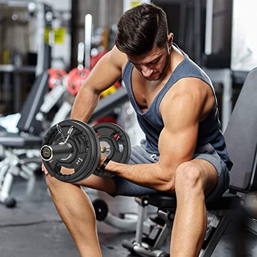 Uboway 20’’Olympic Dumbbell Handles In Commercial Grade, Heavy Duty Olympic Dumbbell Bar For Strength Training (350Lbs Weight Capacity), Compatible With 2’’ Standard Plates, Bonus 4 Spring Collars #TOP5