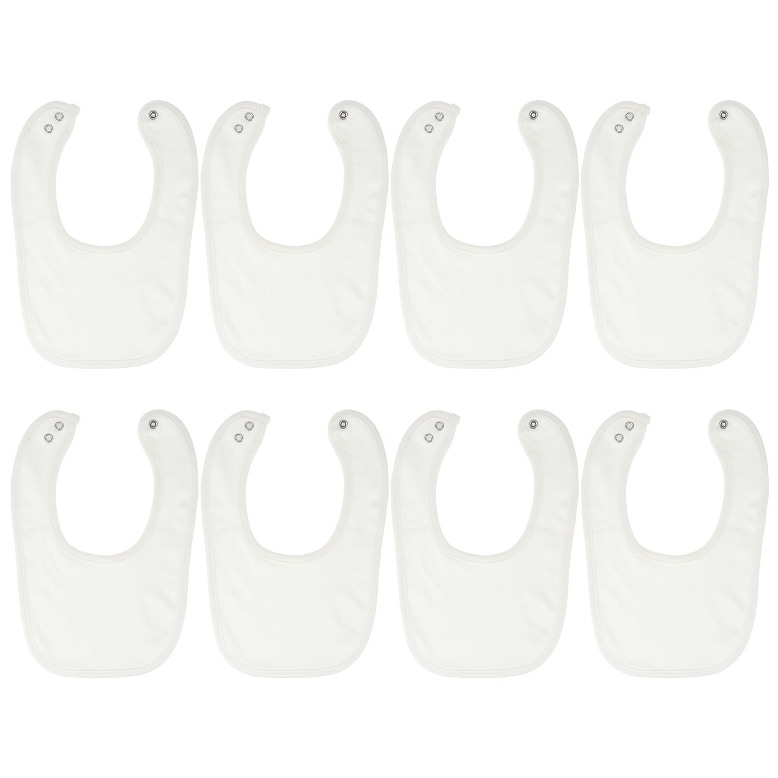 YARNOW Set di 8 Bavaglini in Cotone Doppio Strato per Ragazzo Ragazza Stili multipli Bianco, Assorbenti e Lavabili con Chiusura a Bottone Regolabile Stili multipli per Pappa e Bava