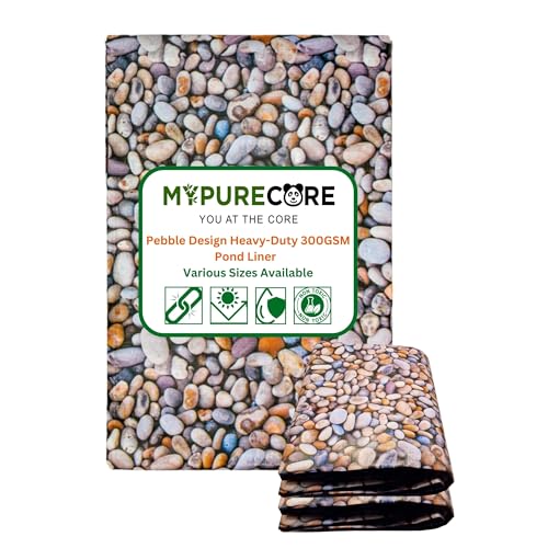 MYPURECORE Heavy-Duty 300GSM Pond Liner - Premium HDPE Liner with Pebble Design for Ponds,...