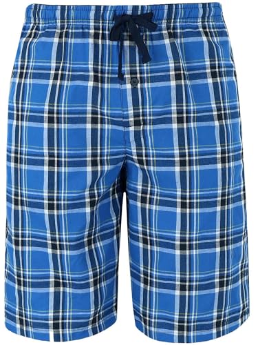 Image of Hanes Men's Big and Tall Woven Cotton Pajama Sleep Shorts (Pack of 2), 5X, Galapagos Blue and Navy