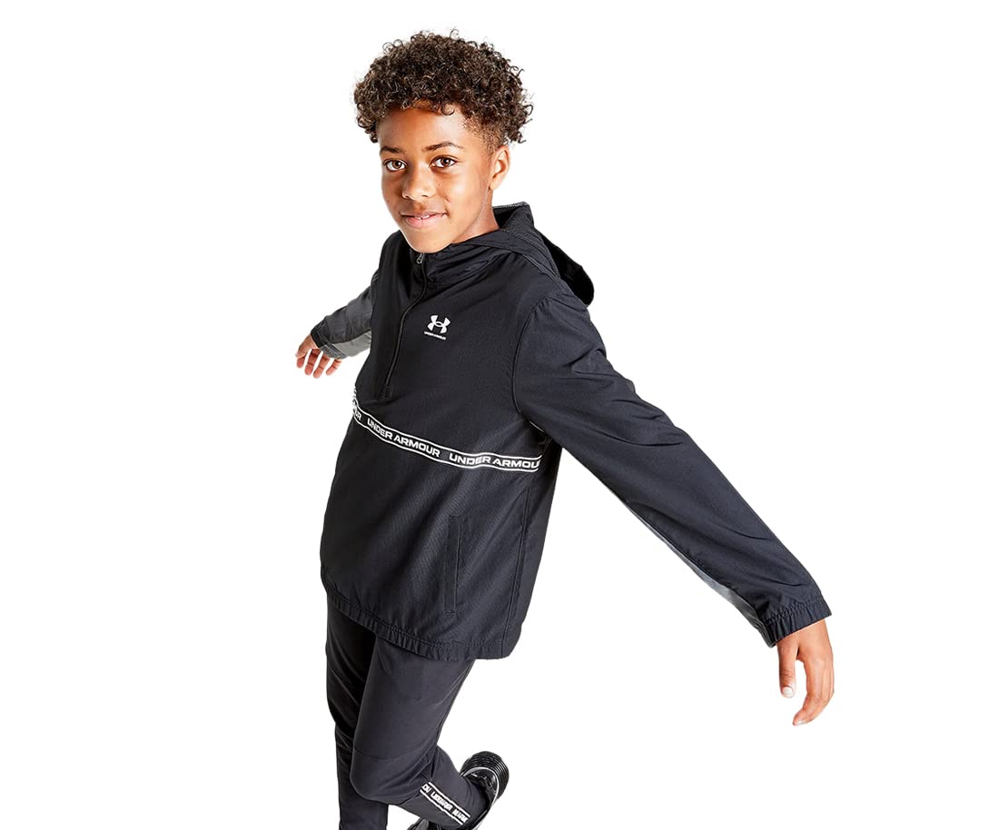 Chaqueta Under Armour negra impermeable con capucha para niños talla S 3