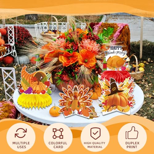 Centre de table dinde 3D pliable pour Thanksgiving : volume automnal stable