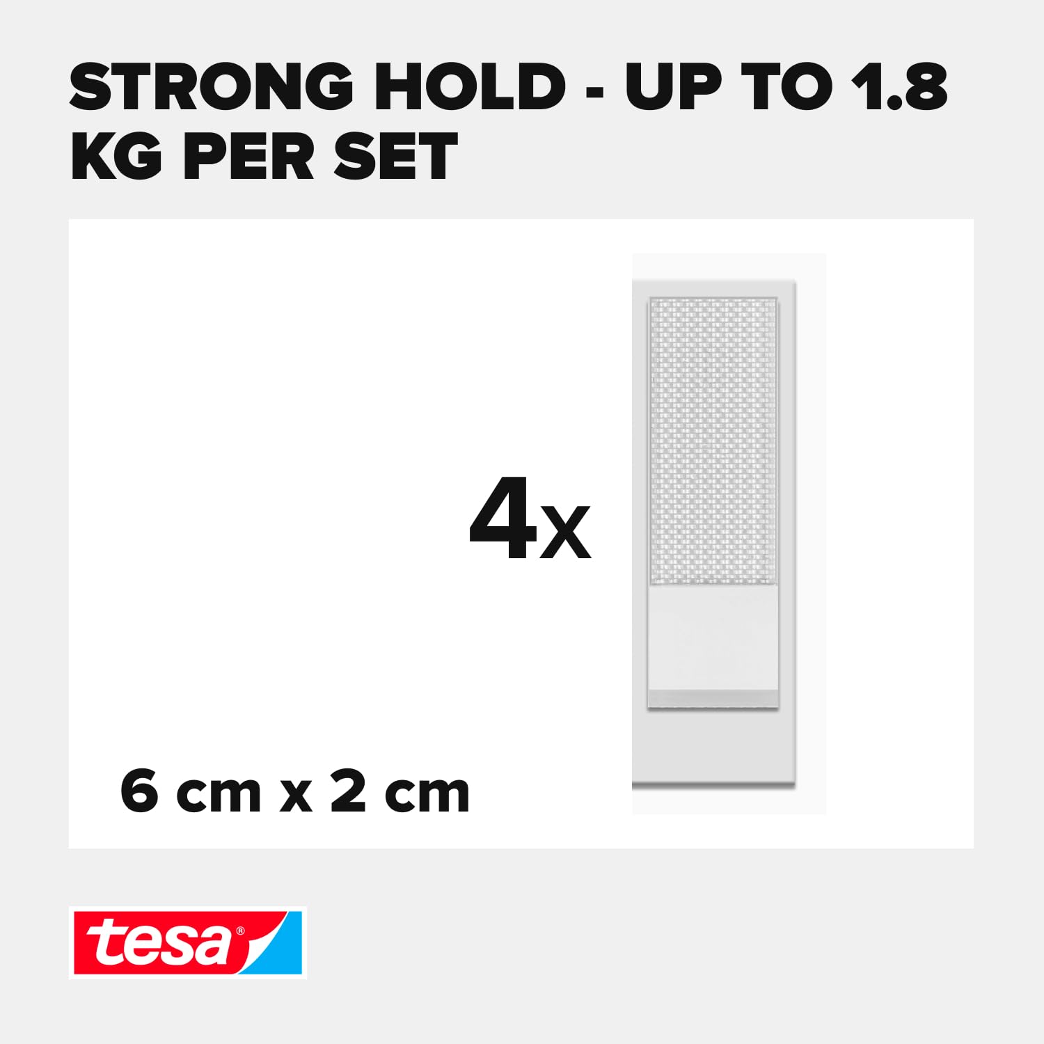 tesa Powerstrips Click, samoprzylepne paski na rzepy z systemem On & Off Click do mocowania ramek na zdjęcia i dekoracji ściennych bez wiercenia, małe, 4 x 2 sztuki