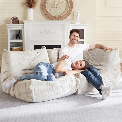 Image of HABUTWAY Giant Bean Bag Chairs Lazy Sofa for Adults,Corner,Beige