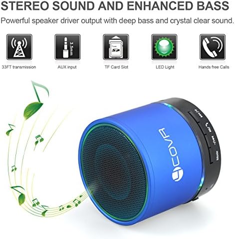 Bluetooth Speaker Wireless, Forcovr Mini Stereo Speakers Portable with HD Sound and Bass, Handsfree Call, AUX Input Jack for TV, Computer, Outdoor Small Speakers V4.2 for Travel&Hiking,Camping(Blue)