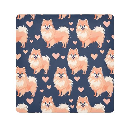 ODAWA Cute Dogs Hearts Self-adhesive Cloth 21.7X21.7 Inch Makeup Wrap Cloth Bag Wrap Protection for Camera and Lens