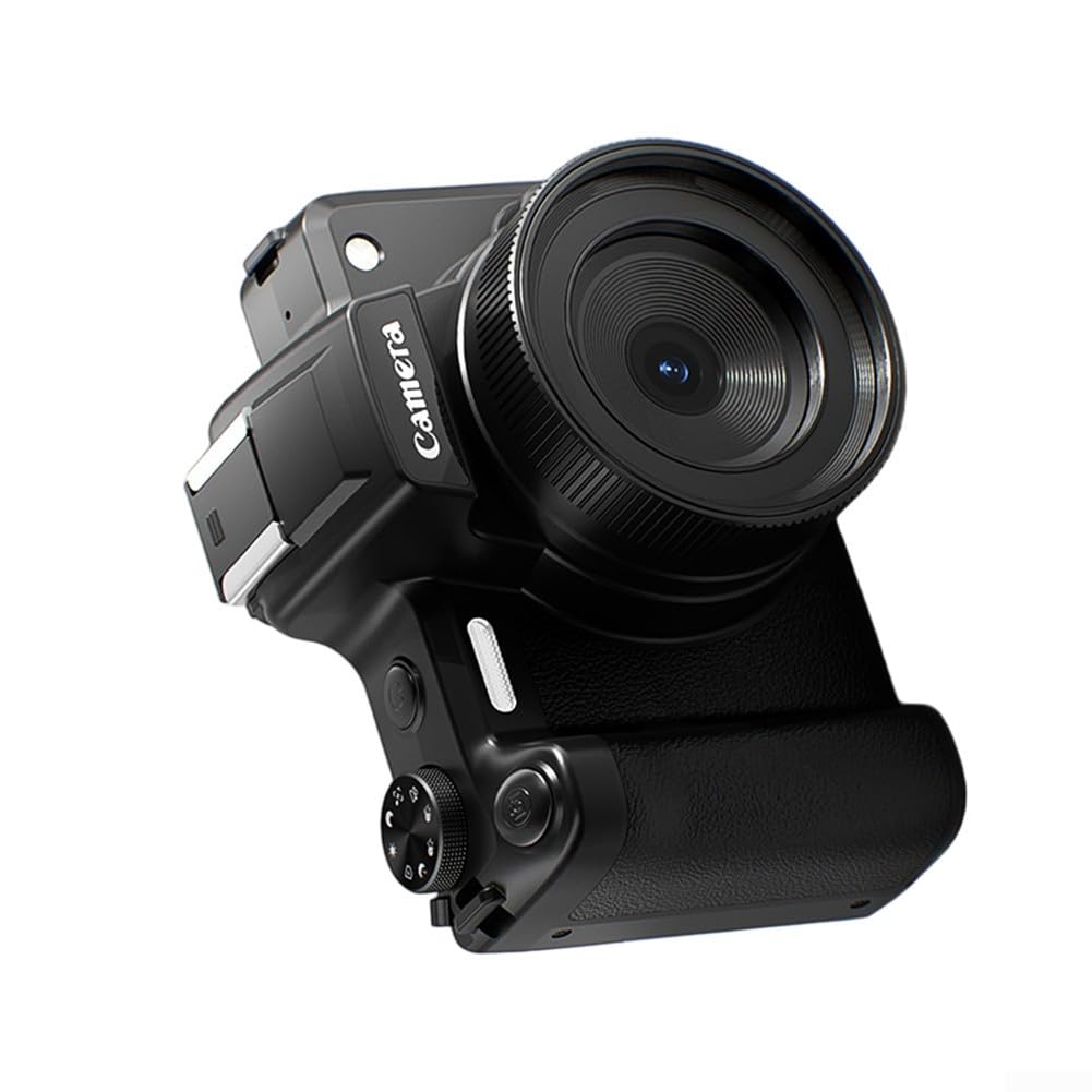 Fotocamera digitale 4K da 68 MP con zoom 28x, fotocamera WiFi Vlogging con schermo flip per fotografia, supporta microfono esterno e scheda TF da 128 GB, ideale per principianti (DC101 nero)