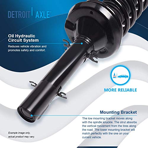 Image of Detroit Axle - Front 4pc Struts Kit for 01-10 VW Beetle, 03-06 Golf, 01-05 Jetta, 2 Struts & Coil Spring 2 Sway Bar Links 2003 2004 2005 Replacement Suspension Struts Shocks