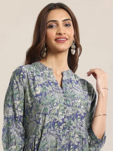 Image of Libas Printed Silk Blend A-Line Dress
