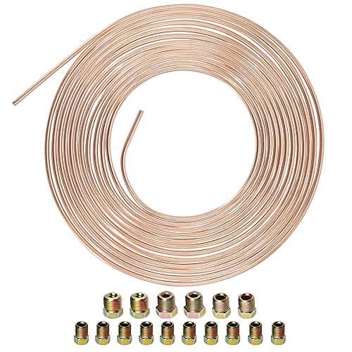 25 Ft. 3/16 OD Copper Nickel Brake Line Tubing Coil and Fitting Kit 25 Ft of 3/16 x 25