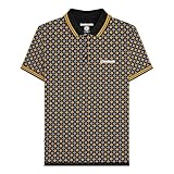 scooter lambretta lyon 100 % algodón Lambretta Polo retro geométrico de manga corta para hombre 7164 - Negro, Negro, M