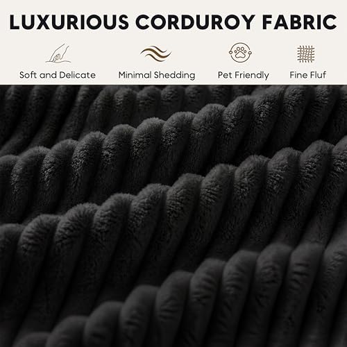 Image of Oversized Cloud Boneless Couch with Chaise, 146 inch Modern U Shape Modular Deep Seat Sectional Sofa, Comfy Corduroy Upholstered Couches for Living Room, No Assembly Required-Black