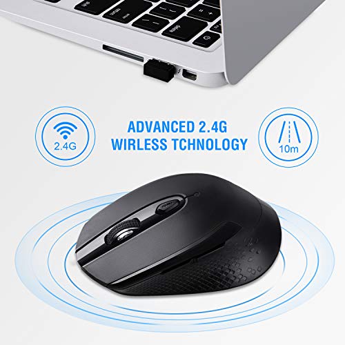 Image of cimetech Wireless Bluetooth Rechargeable Mouse, Portable Lightweight Soundless 2.4G Ergonomic Mouse with LED Lights, Compatible with iPad /Laptop /PC /Mac /Windows - Grey