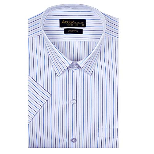 Image of ACCOX Men's Striped Half Sleeves Regular Fit Cotton Formal Checkred Shirts(GCR03)