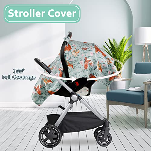 Image of TANOFAR Car Seat Cover Baby, Carseat Covers Baby Boy Girl, Peekaboo Opening Infant Car Seat Cover for Winter, Warm & Cozy, Woodland Animals